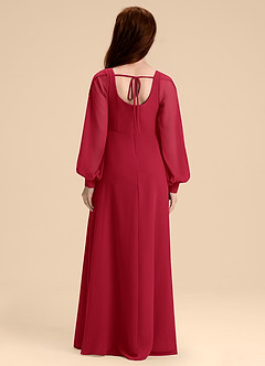 Azazie Bondi Junior Scarlet A-Line Blouson Chiffon Dress image2
