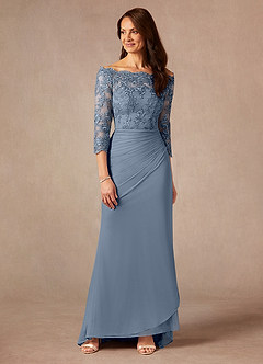 Azazie Rhonda Mother of the Bride Dresses Twilight Mermaid Off the Shoulder Mesh Dress image1