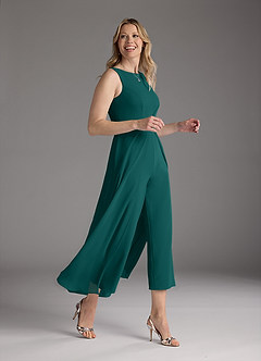 Azazie Anitta Kleider für die Brautmutter Overall/Jumpsuit Plissee Stretch-Krepp Kleid Pfau image4