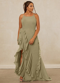 Christian Siriano Bridal for Azazie 1006 Bridesmaid Dresses Moss Green Mermaid Ruched Chiffon Dress image10