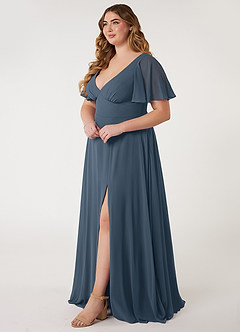 Azazie Kimber Bridesmaid Dresses Neptune A-Line Flounce Sleeve Chiffon Dress image7
