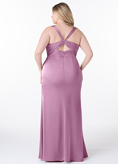 Azazie Mero Bridesmaid Dresses Wisteria Sheath Pleated Stretch Satin Dress image8