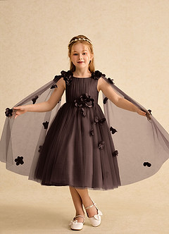 Azazie Staria Flower Girl Dresses Ganache Ball-Gown Ruched Tulle Dress image4