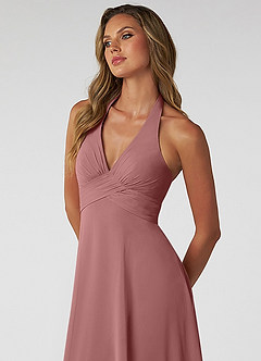 Azazie Tessie Bridesmaid Dresses Desert Rose A-Line V-Neck Pleated Chiffon Dress image5