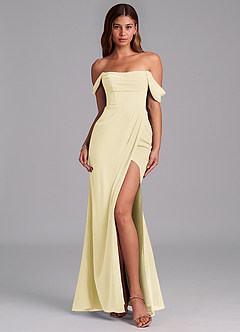 Azazie Johana At-home Try On Dresses Black Mermaid Off the Shoulder Chiffon Convertible Dress image3