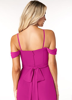 Azazie Joretta Robes de demoiselle d'honneur Robe Trapèze Convertible en Mousseline de soie Encolure en Forme de Cœur Fuchsia image3