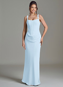 Azazie Niamh Abiti da Damigella Abito Sirena in Chiffon Corsetto Azzurro image5