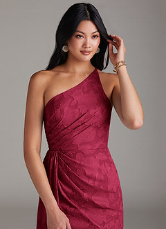 Azazie Mika Jurken voor bruidsmeisjes Jurk van Bloemen Burn-out met Kolom One-Shoulder Bourgondië image5