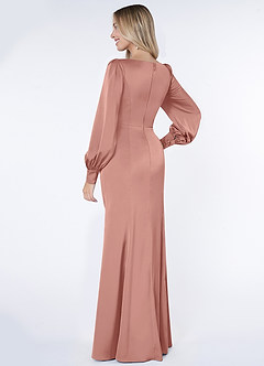 Azazie Raye Robes de demoiselle d'honneur Robe Sirène en Satin extensible Manche longue Rosette image4