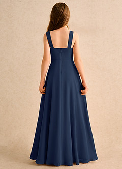 Azazie Makani Girls Formal Flower Girl Dresses Dark Navy A-Line Sweetheart Neckline Chiffon Dress image2