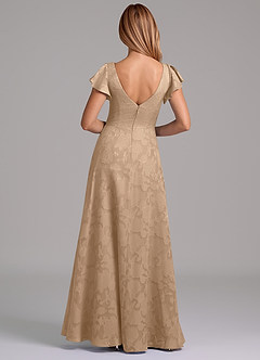 Azazie Omari 신부 들러리 드레스 A라인 주름진 플로럴 번아웃 바닥 길이 드레스 image7