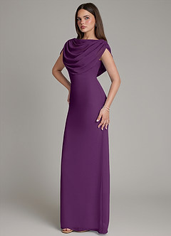 Azazie Hadley Bridesmaid Dresses Grape Mermaid Pleated Chiffon Dress image9