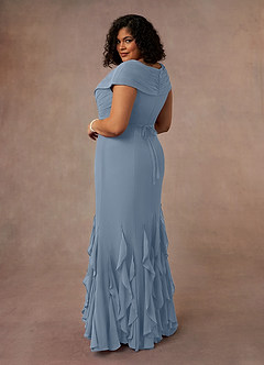 Azazie Bailora Mother of the Bride Dresses Dusty Blue Mermaid Ruched Chiffon Dress image9