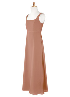 Azazie Renee Junior Champagne Rose A-Line Side Slit Chiffon Dress image7