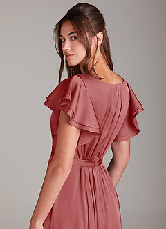 Azazie Daphne Modest brudtärna klänningar Klä A-Linje Rynkad Golvlängd Stretch Satin image2