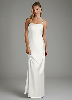 Azazie Nova Bridesmaid Dresses White Sheath Strapless Stretch Satin Convertible Dress image2