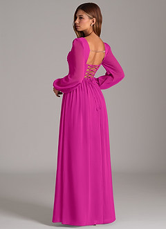 Azazie Maree Abiti da Damigella Abito A-Line in Chiffon Corsetto Fucsia image2