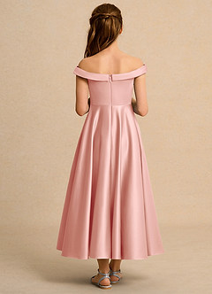 Azazie Teeny Junior Formal vestidos de niña de las flores Vestido de Rosetón de Satin Mate de Corte En A con Plisado image2