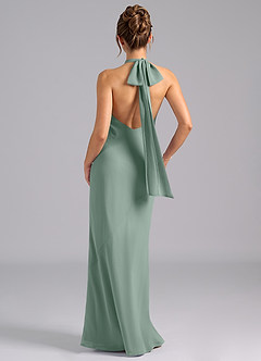 Azazie Velli Bridesmaid Dresses Silver Sage Mermaid High Neck Chiffon Dress image2