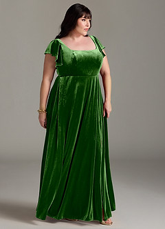 Azazie Bondi Bridesmaid Dresses Ivy A-Line Side Slit Velvet Dress image9