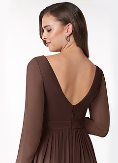 Azazie Teton Final Sale A-Line Long Sleeve Chiffon Floor-Length Dress image6