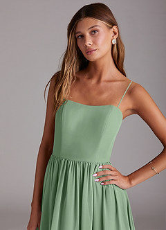 Azazie Calianna Bridesmaid Dresses Matcha A-Line Off the Shoulder Chiffon Convertible Dress image2