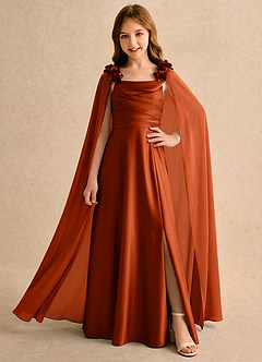 Azazie Rosita Girls Formal Flower Girl Klänningar Klä A-Line i Stretch Satin Plisserad image1