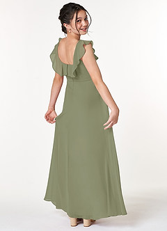 Azazie Jinny Junior Pistachio A-Line Ruched Chiffon Dress image2