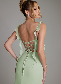 Azazie Jessamine Abiti da Damigella Abito Sirena in Chiffon Corsetto Verde Salvia image2