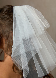 front Scattered Pearl Shoulder Length Layered Veil