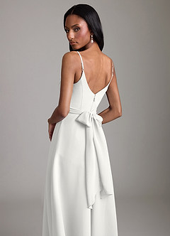 Azazie Kali Bridesmaid Dresses White A-Line Pleated Chiffon Dress image2