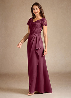 Azazie Santa Ana Mère de la mariée Robes Robe Trapèze en Satin extensible Dentelle Mûre image2