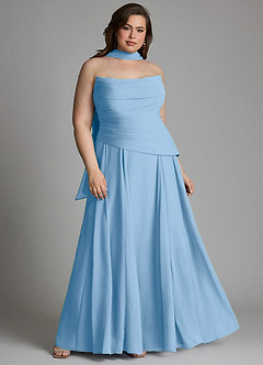 Azazie Gabriela Bridesmaid Dresses Powder Blue A-Line Corset Chiffon Dress image18