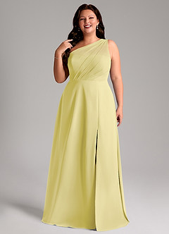 Azazie Phaedra Abiti da Damigella Abito A-Line in Chiffon Monospalla Sorbetto Al Limone image13
