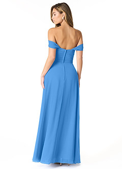 Azazie Kaitlynn Bridesmaid Dresses Blue Jay Empire Ruched Chiffon Convertible Dress image3