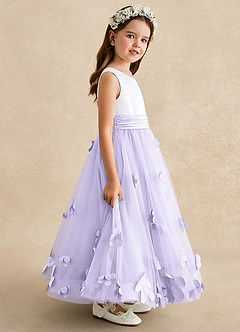 Azazie Vi vestidos de niña de las flores Vestido de Lila de Tul de Corte En A con Sin mangas image7