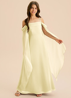 Azazie Moana Junior Linia A Pofałdowany Szyfon Długość podłogi Młodsza druhna Sukienka image6