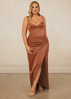 Christian Siriano Bridal for Azazie 1017 Brautjungfernkleider Etui Herzausschnitt Stretch-Satin Kleid Kupfer image9