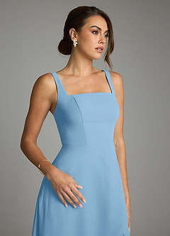 Azazie Debra Bridesmaid Dresses Steel Blue A-Line with Pockets Chiffon Convertible Dress image3