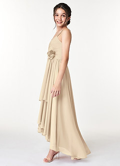 Azazie Catalina Junior Champagne A-Line Ruched Chiffon Dress image5