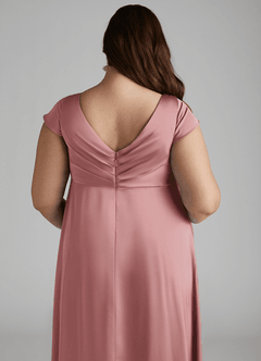 Azazie Allessia Maternity Bridesmaid Dresses A-Line Pleated Stretch Satin Floor-Length Dress image12