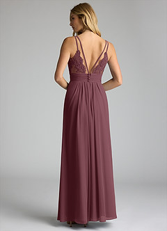 Azazie Maren Allure Bridesmaid Dresses Sangria A-Line V-Neck Lace Chiffon Dress image5