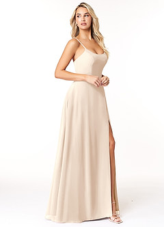 Azazie Moira Bridesmaid Dresses White Alabaster A-Line Scoop Chiffon Dress image4