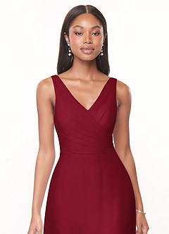 Azazie Nala Bridesmaid Dresses Burgundy A-Line Pleated Chiffon Dress image4