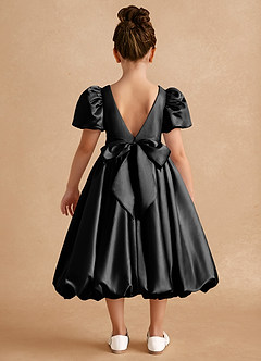 Azazie Jellybean Flower Girl Dresses Black Ball-Gown Ruched Matte Satin Dress image2