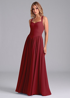 Azazie Francis Bridesmaid Dresses Pomegranate A-Line Corset Chiffon Dress image5