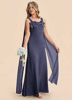 Azazie Chelsea Junior Stormy Sheath Pleated Stretch Satin Dress image5