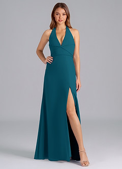 Azazie Odie Bridesmaid Dresses Ink Blue A-Line Chiffon Dress image5