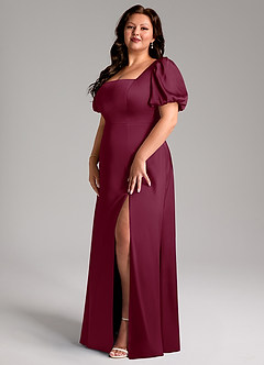 Azazie Fyona Robes de demoiselle d'honneur Robe Trapèze en Satin extensible Plissée Mûre image10