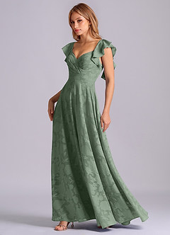 Azazie Leilani Bridesmaid Dresses Matcha A-Line Sweetheart Neckline Floral Burnout Dress image4